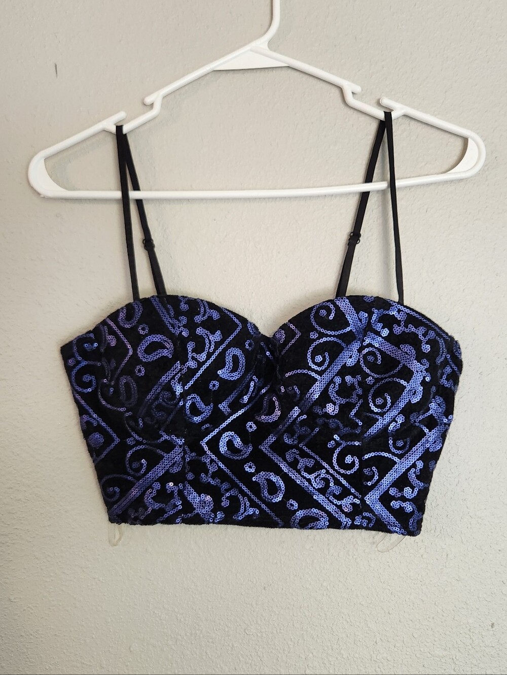 NWT Charlotte Russe Sequin Padded Crop Top Size S